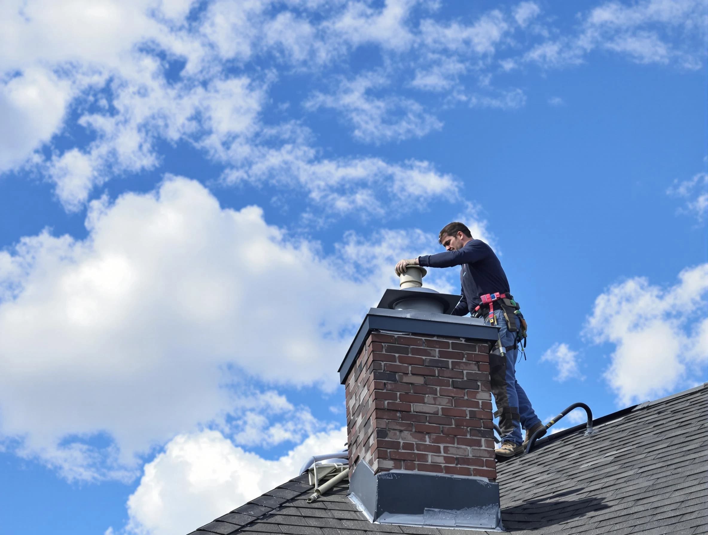 Kennesaw Chimney Sweep installing a sturdy chimney cap in Kennesaw, GA