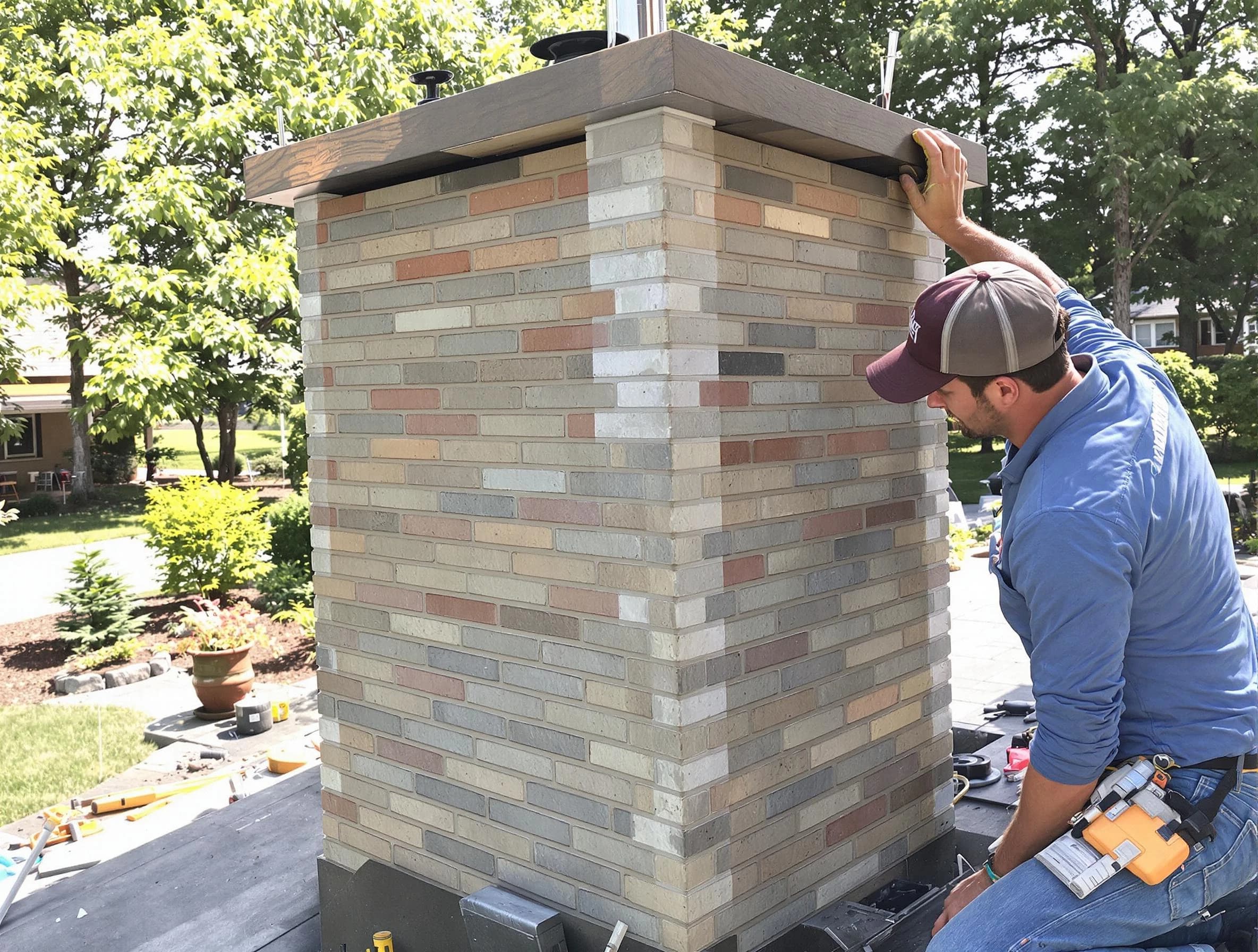 Kennesaw Chimney Sweep completing a modern chimney remodel in Kennesaw, GA
