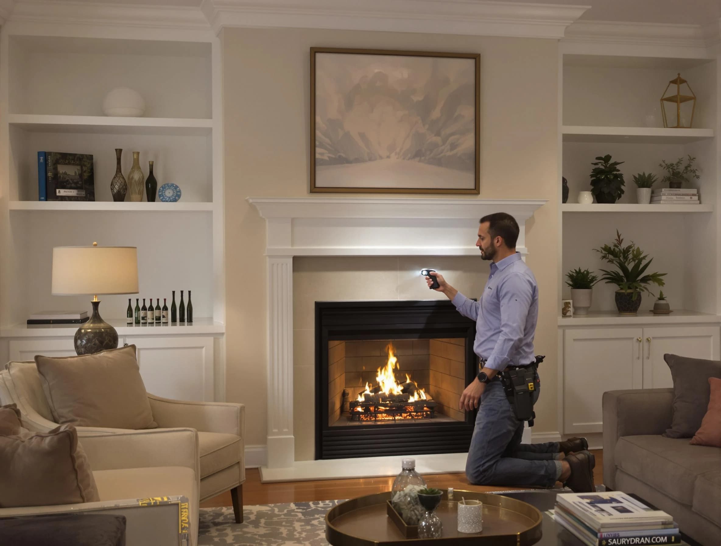 Kennesaw Chimney Sweep conducting a fireplace safety inspection in Kennesaw, GA