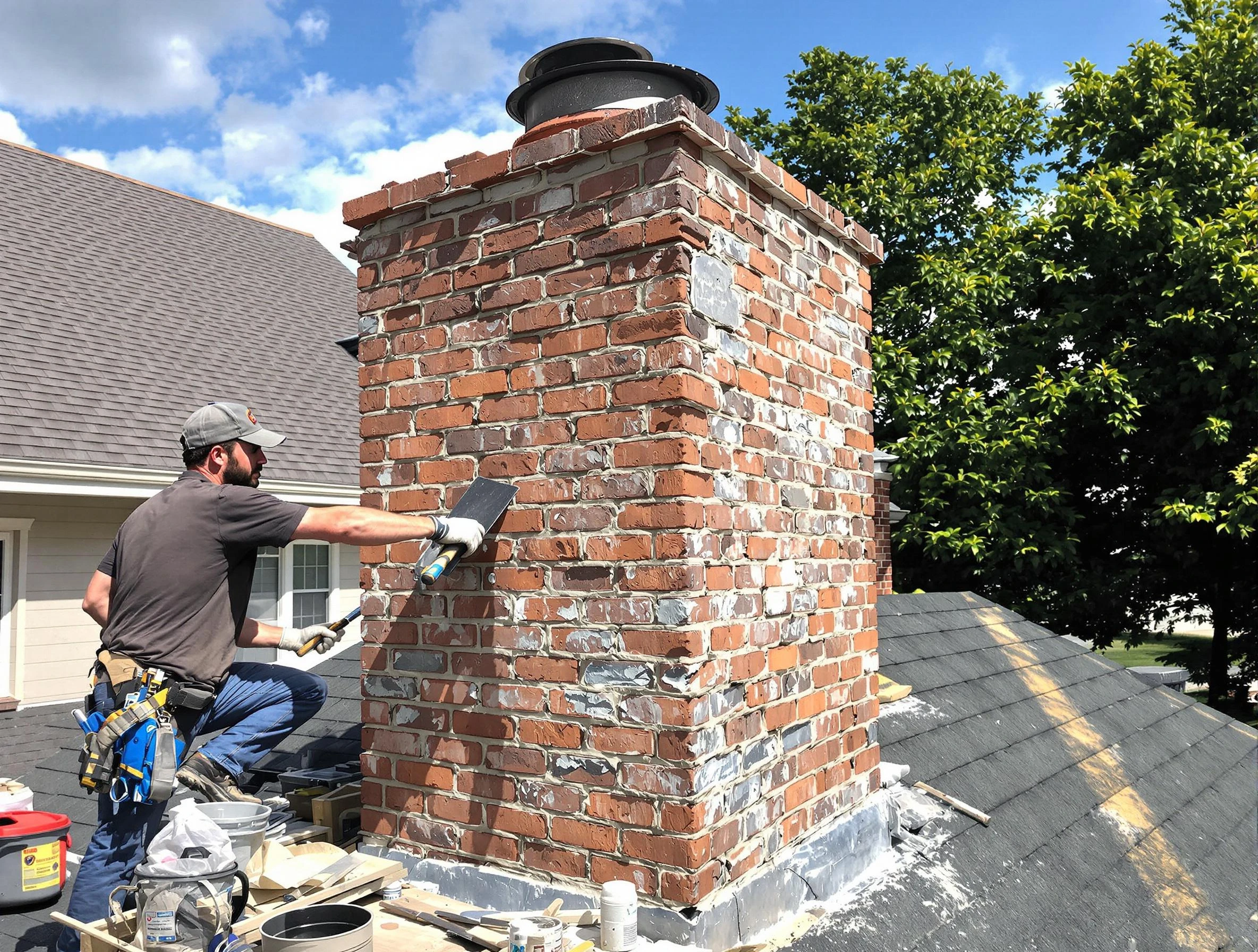 Completed chimney rebuild by Kennesaw Chimney Sweep in Kennesaw, GA