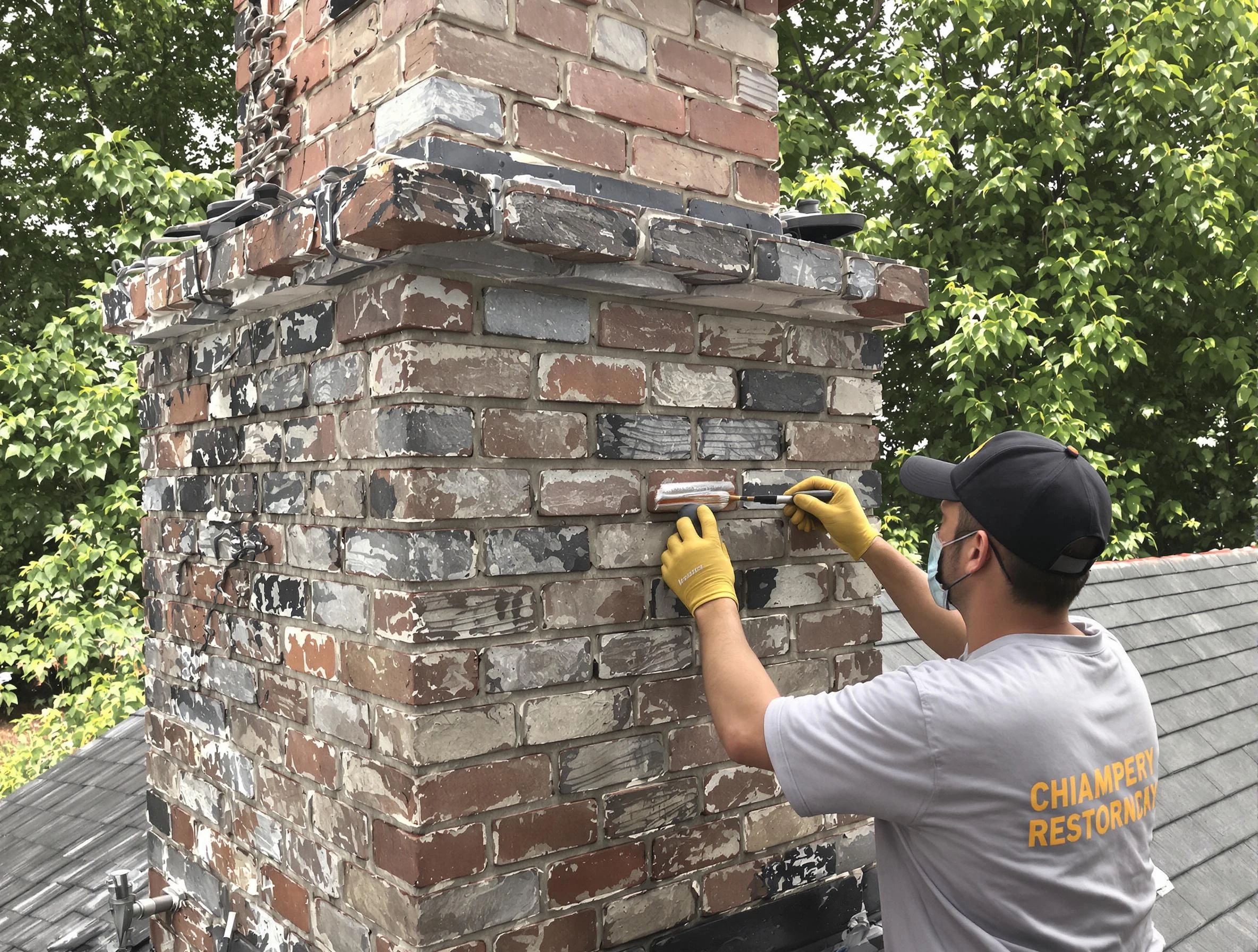 In-progress chimney restoration by Kennesaw Chimney Sweep in Kennesaw, GA