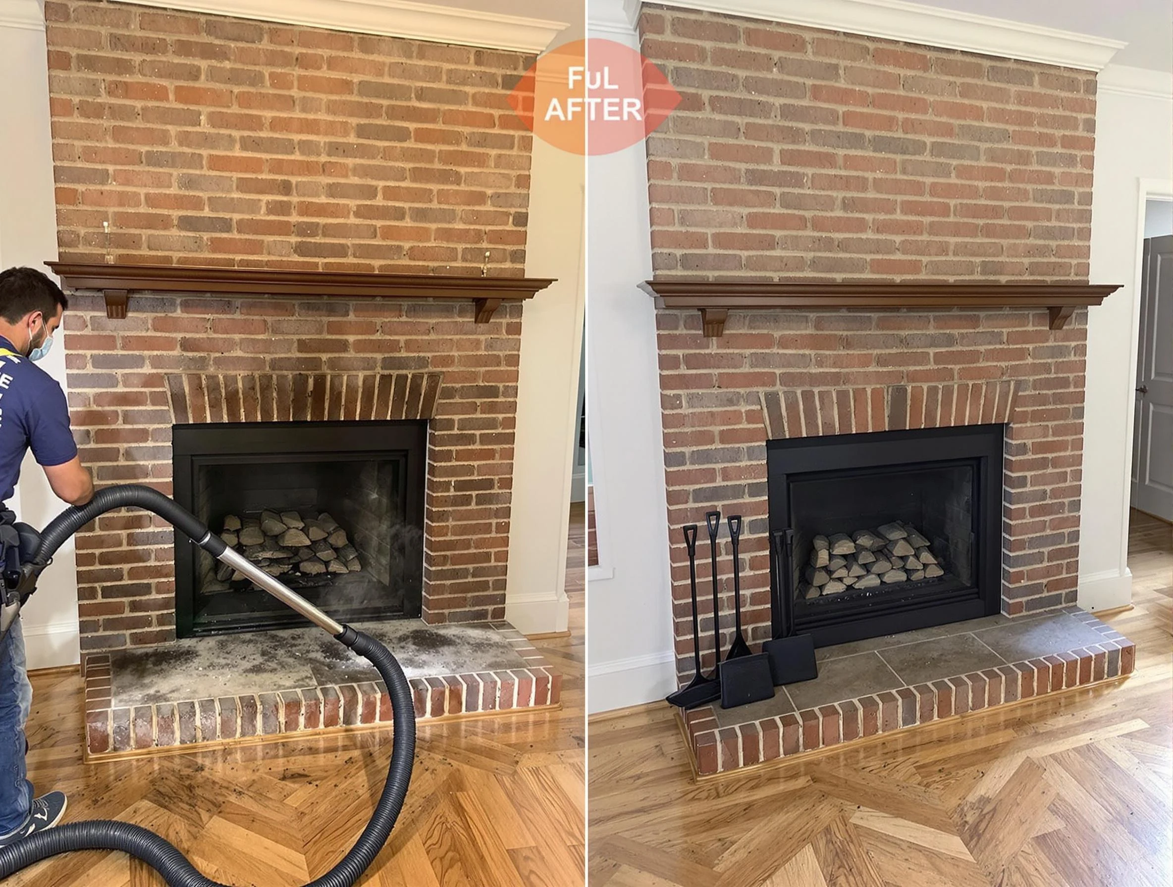 Kennesaw Chimney Sweep carefully sanitizing a fireplace in Kennesaw, GA