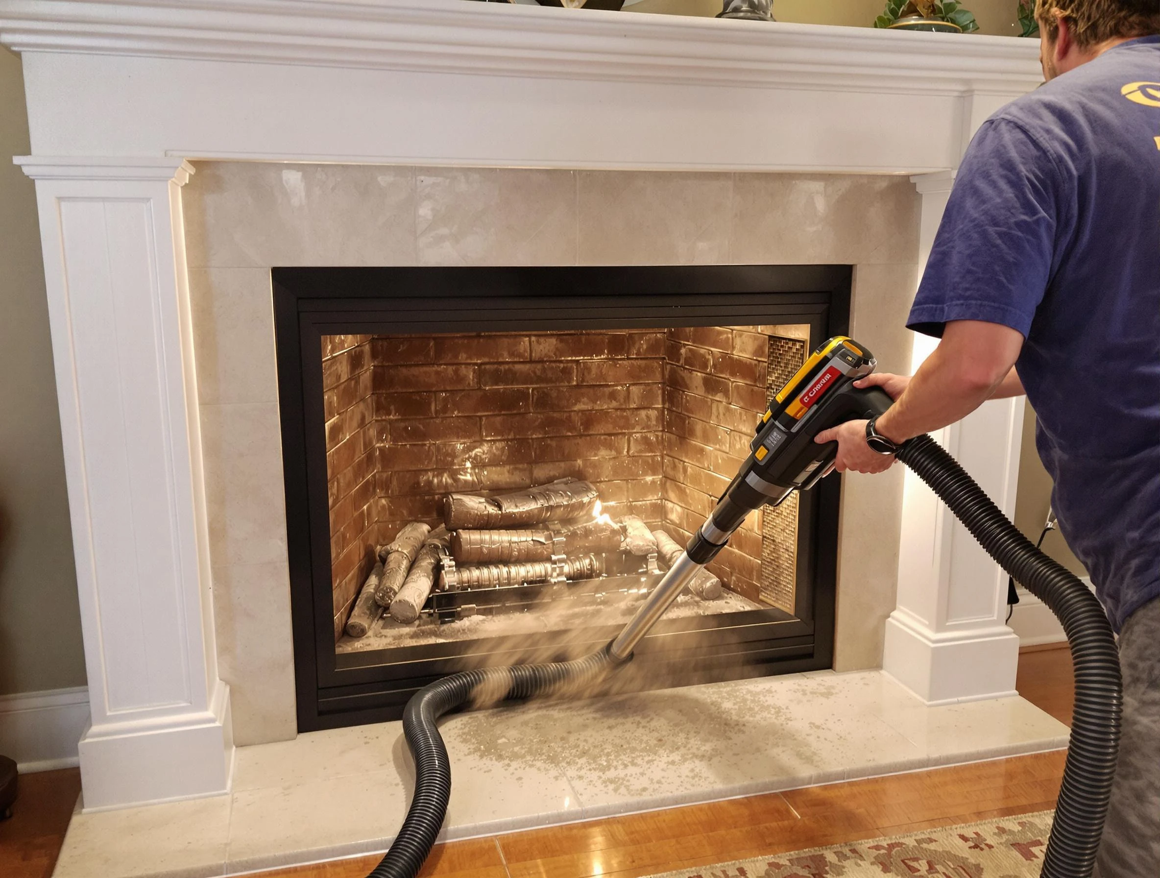 Fireplace cleaning performed by Kennesaw Chimney Sweep in Kennesaw, GA