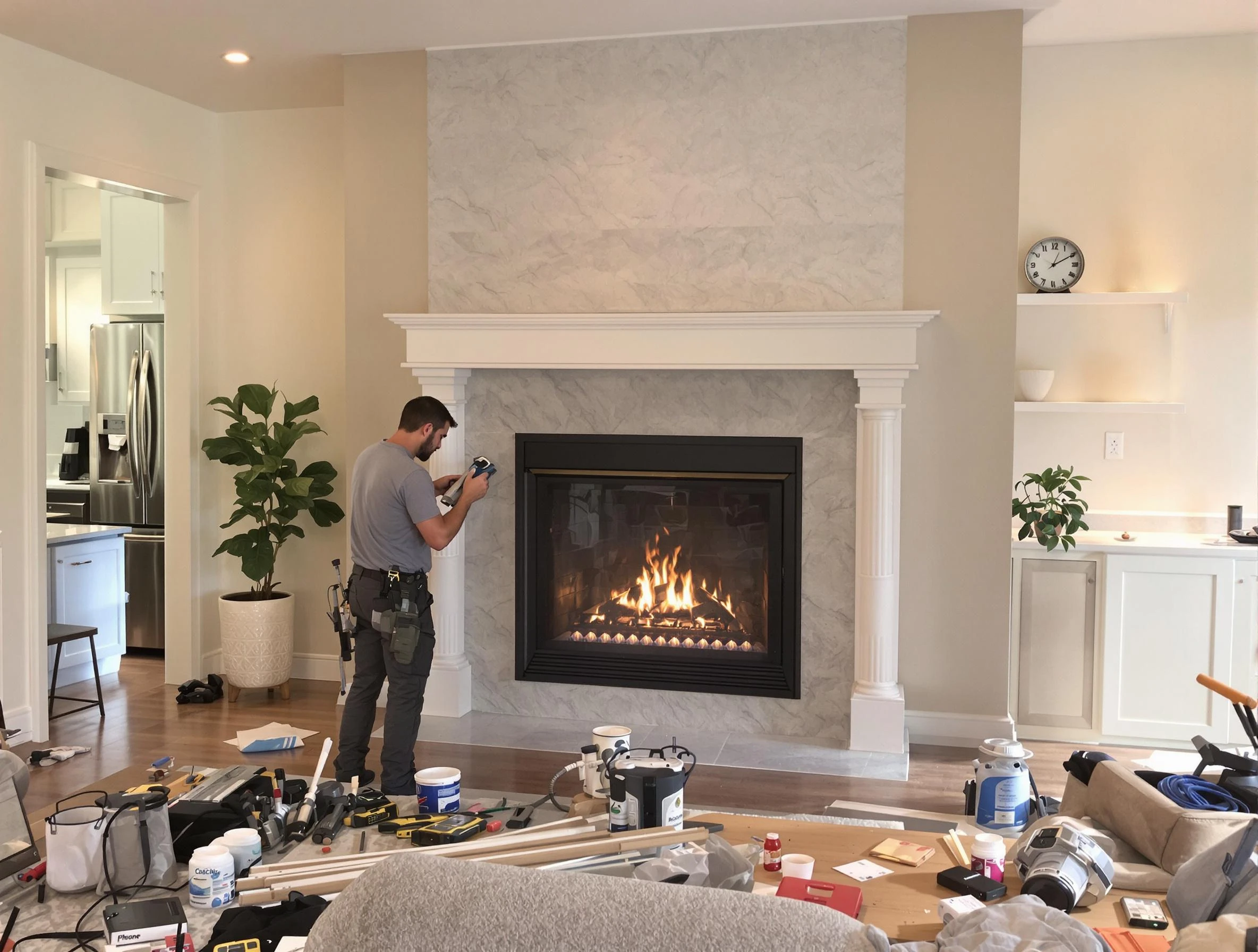Newly installed fireplace by Kennesaw Chimney Sweep in Kennesaw, GA