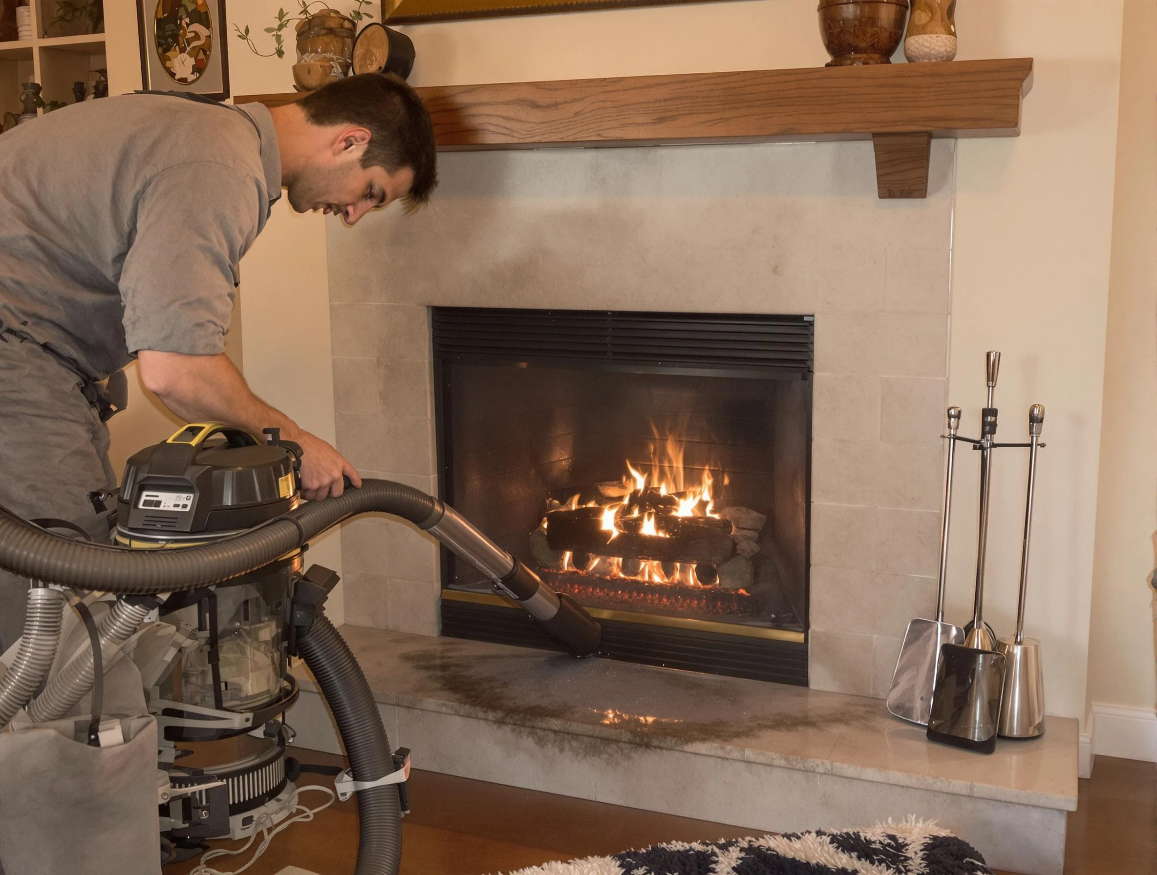 Routine fireplace upkeep by Kennesaw Chimney Sweep in Kennesaw, GA