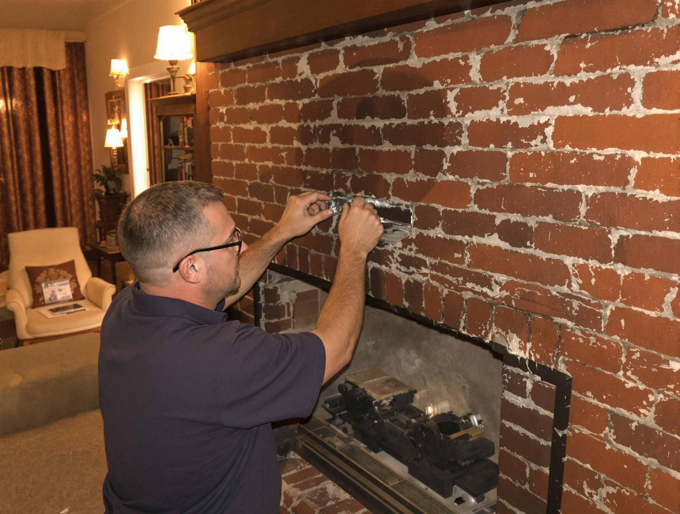 Kennesaw Chimney Sweep expert fixing a fireplace in Kennesaw, GA